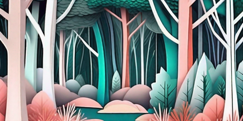 A room with a vibrant 3d wallpaper depicting a magical forest scene