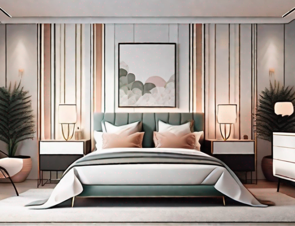 A cozy and elegant matrimonial bedroom showcasing various designs of wallpaper