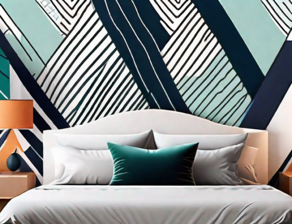 A bedroom with a vibrant