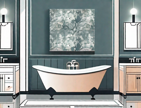 A stylish bathroom with various types of wallpaper designs