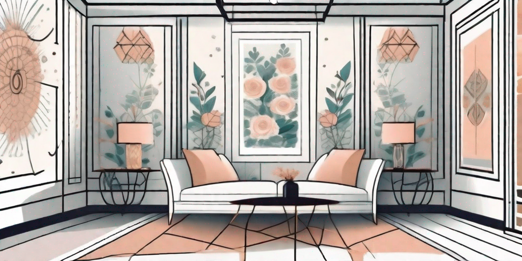 A beautifully decorated room featuring walls adorned with various styles of wallpaper