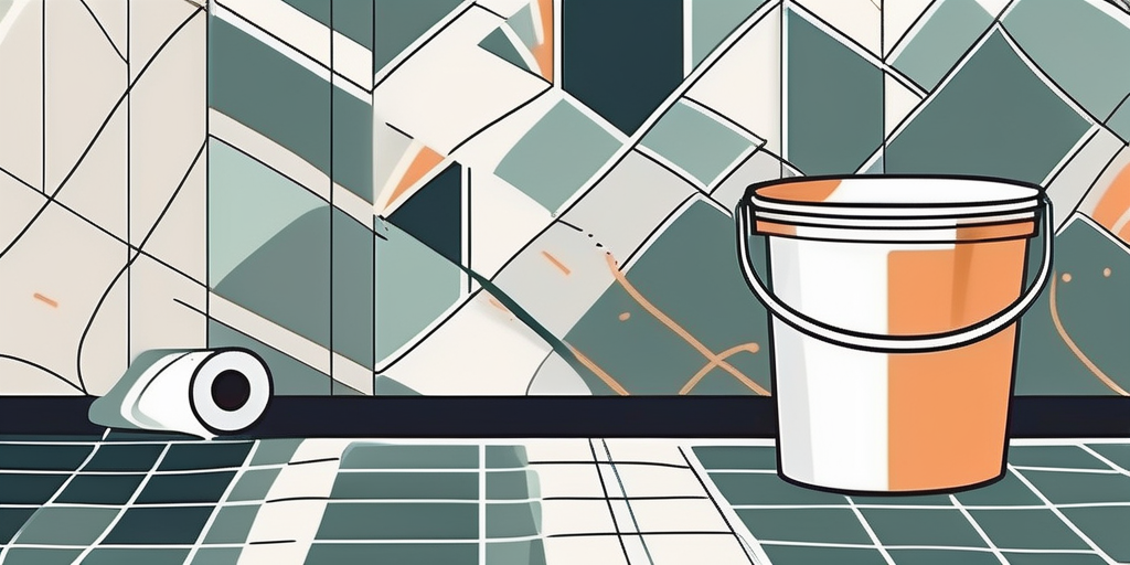 Wallpaper being applied onto a tiled wall