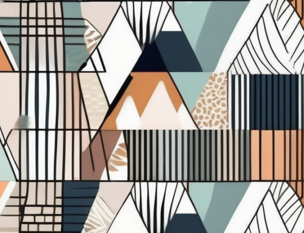 A half-wall creatively covered with patterned wallpaper