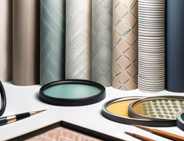 Various types of wallpaper samples with different patterns and colors