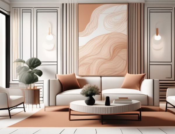 An elegant living room with tastefully designed wallpaper