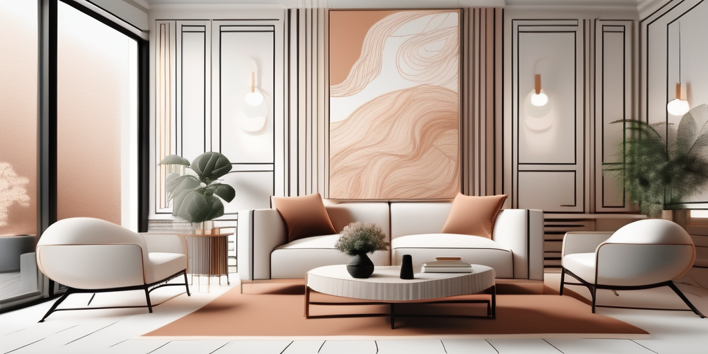 An elegant living room with tastefully designed wallpaper