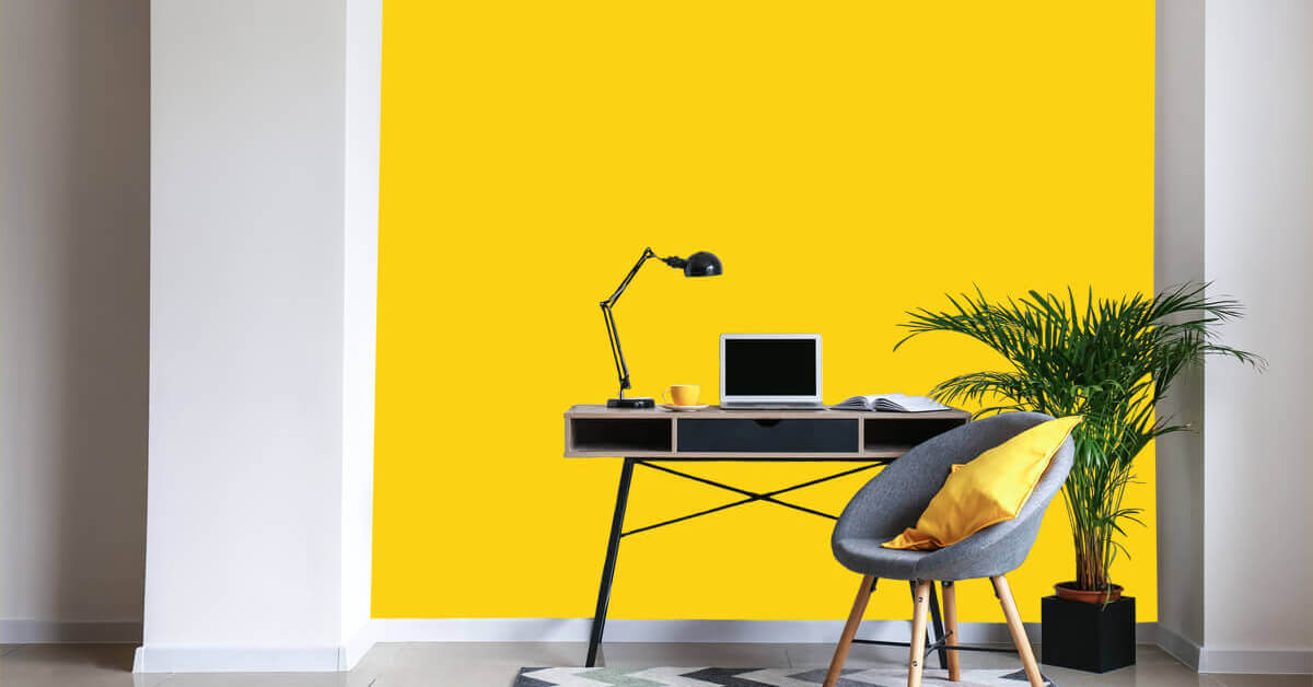 Papel pintado fotográfico amarillo sólido