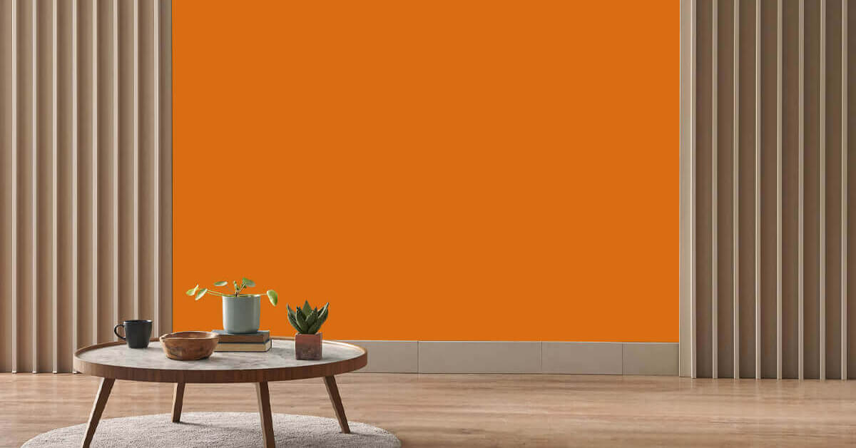 Papel pintado fotográfico naranja sólido