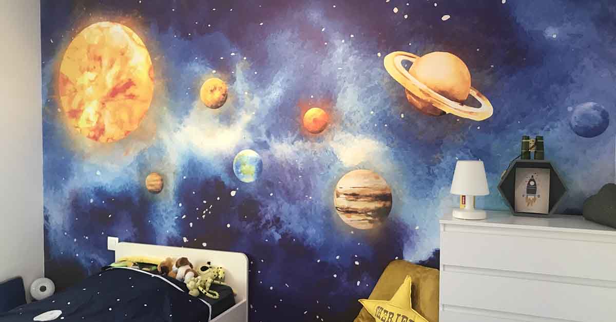 Papel pintado infantil - Papel pintado del espacio