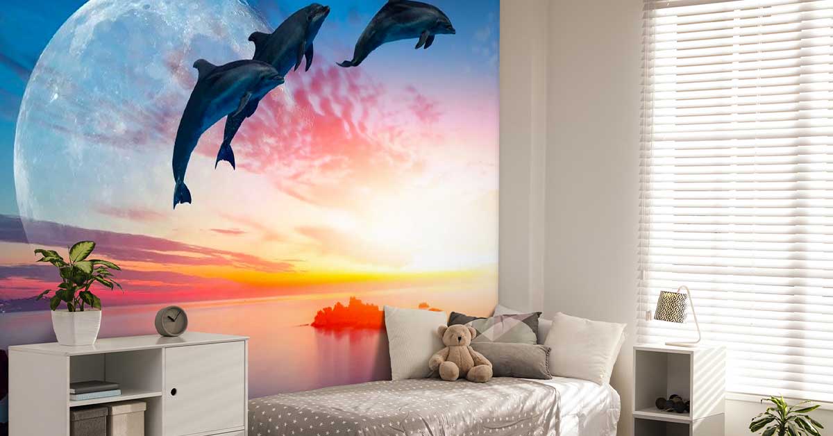 Papel pintado fotográfico de delfines