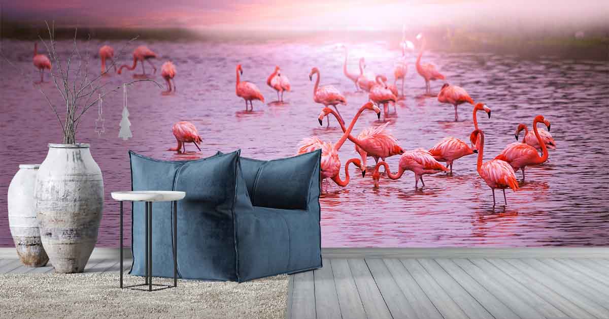 Flamencos en papel pintado