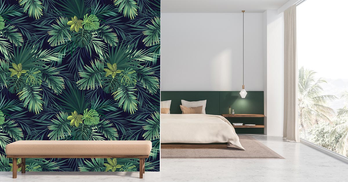 Papel pintado con motivos verdes