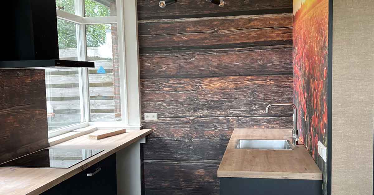 Papel pintado fotográfico con efecto madera