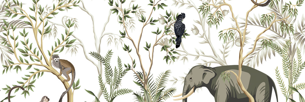 Papel pintado con animales de la selva Papel pintado con animales de la selva