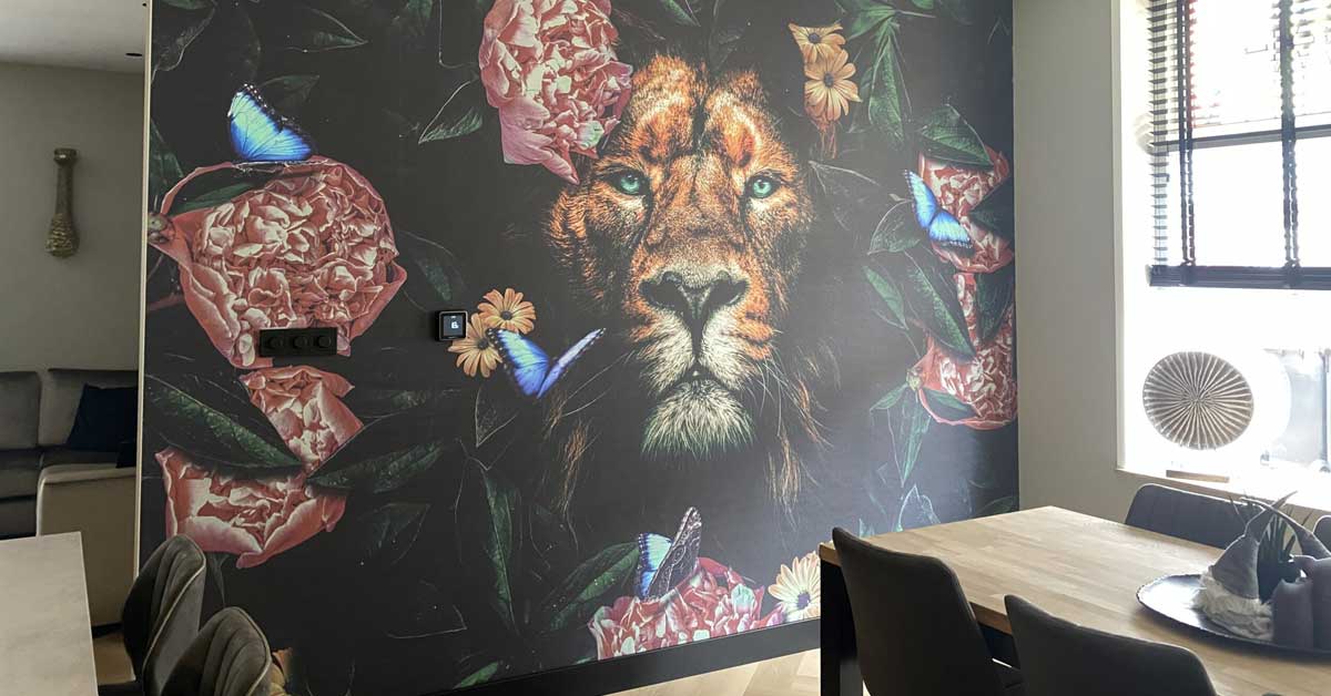 Papel pintado con leones