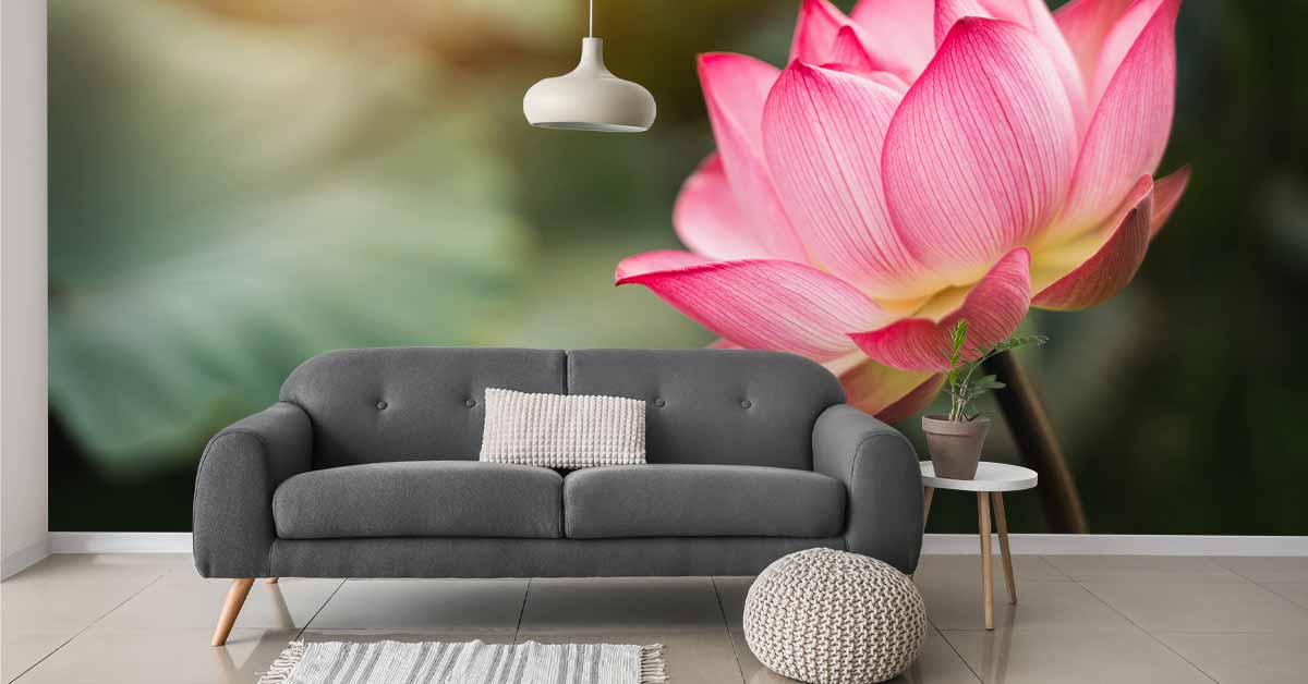 Papel pintado con flores de loto