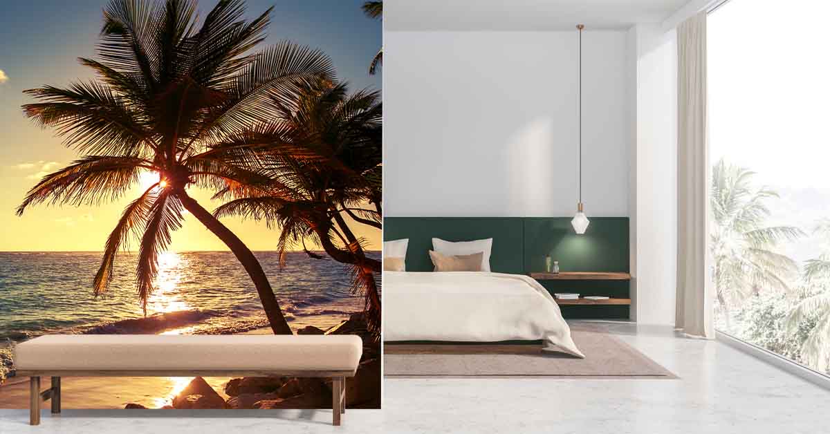 Papel pintado fotográfico con palmeras