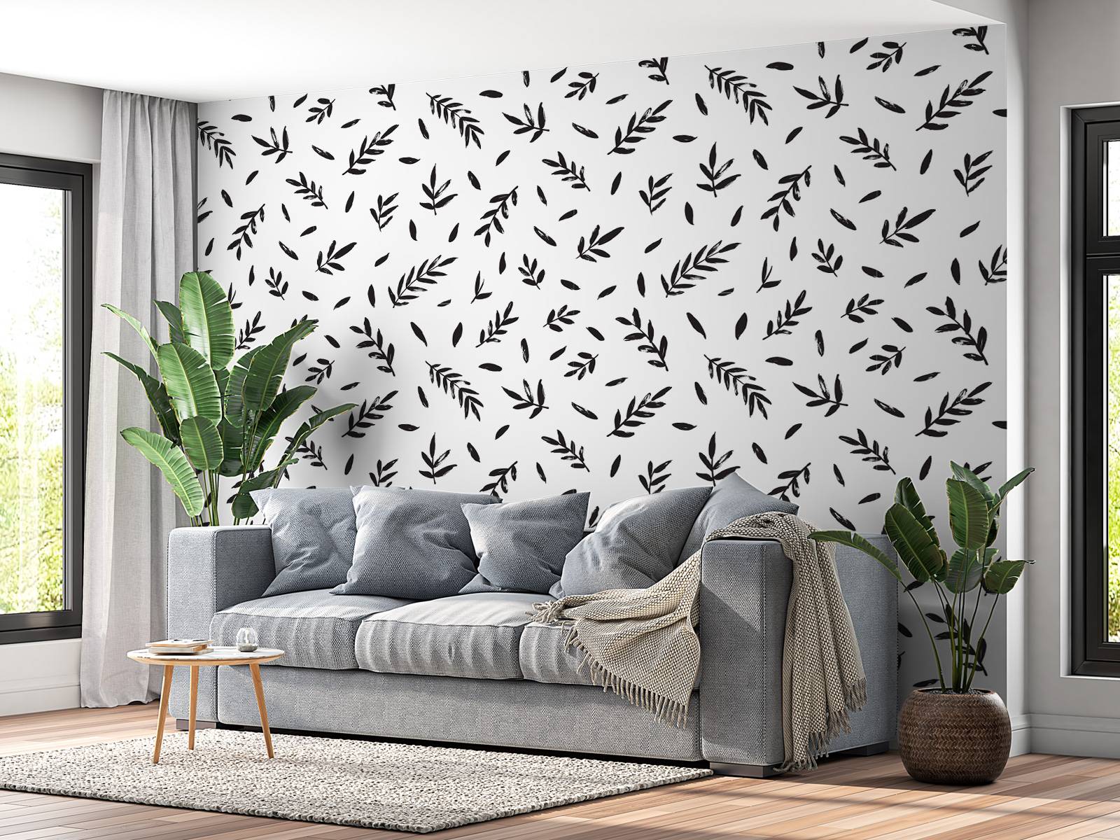Papel pintado blanco y negro