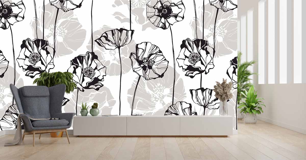 Papel Pintado con patrones florales