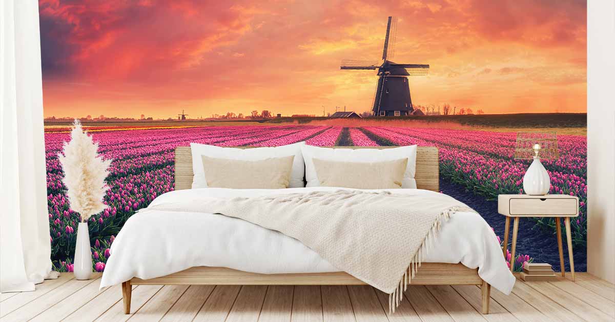 Papel pintado con tulipanes
