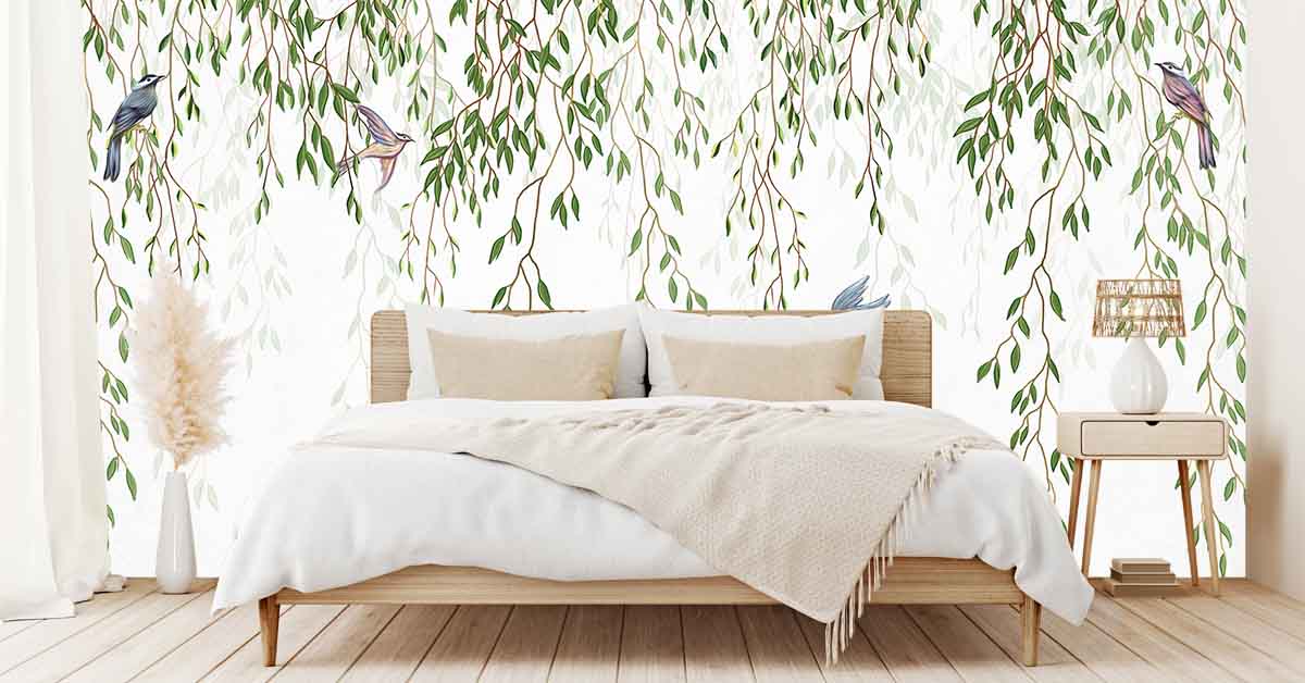 Papel pintado con pájaros