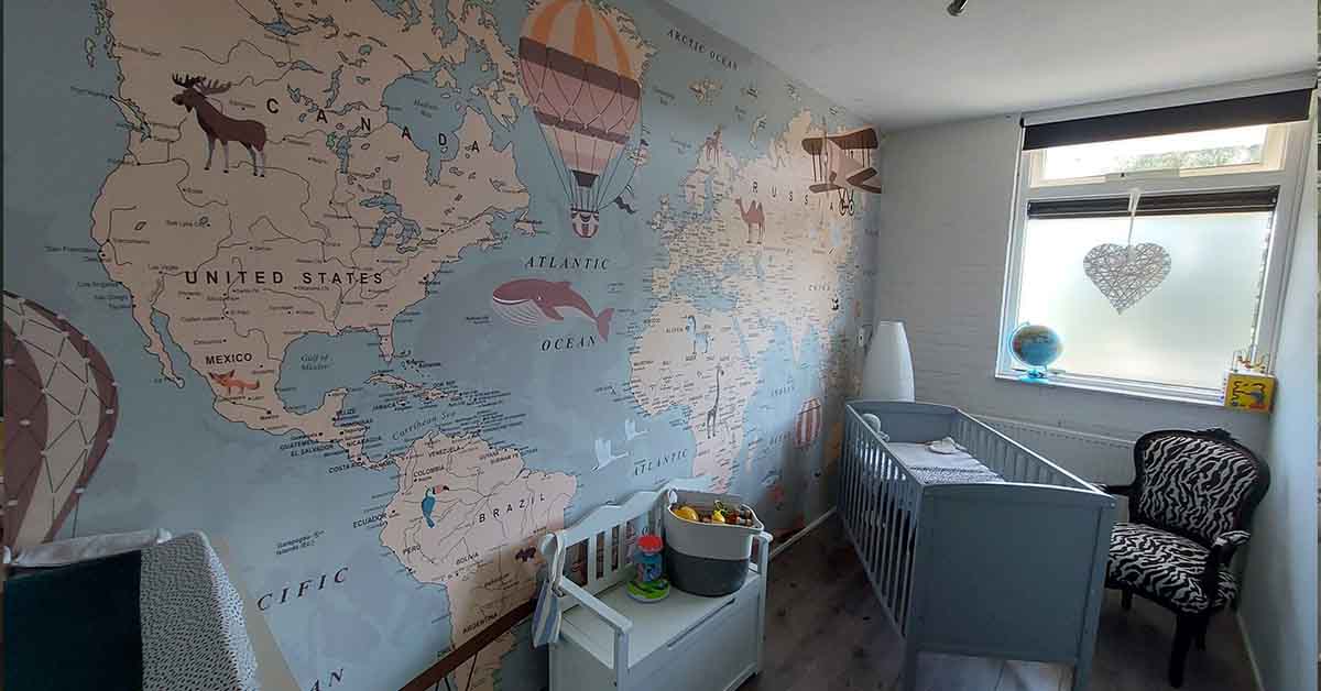Papel pintado infantil - Planisferio