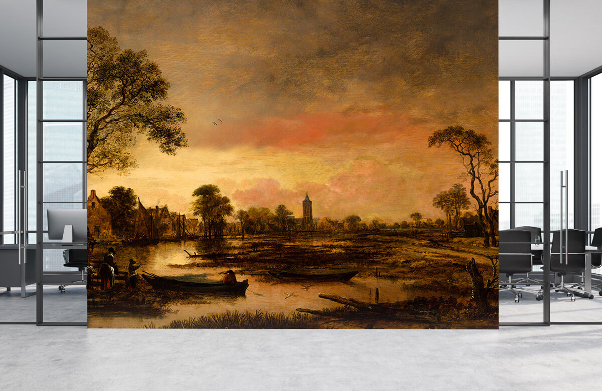 Rijksmuseum - Papel pintado con Paisaje fluvial - Salón 3