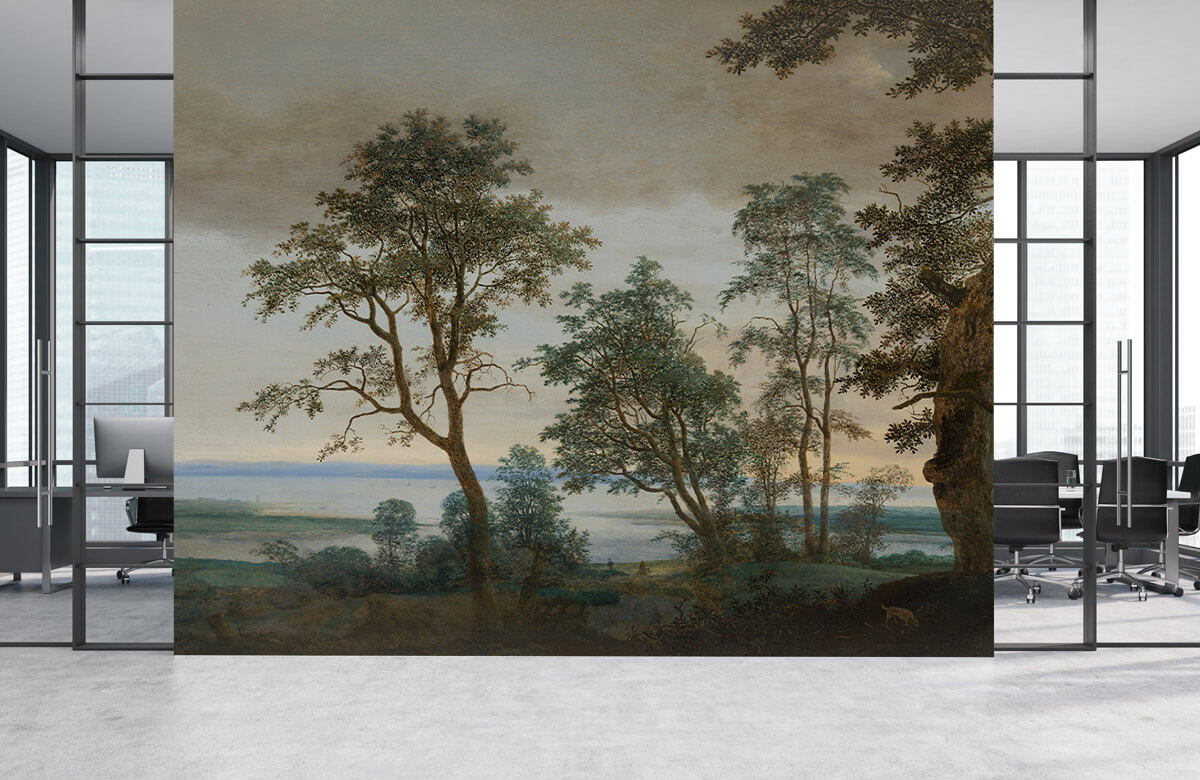 Rijksmuseum - Papel pintado con Paisaje fluvial visto a través de los árboles - Habitación 3