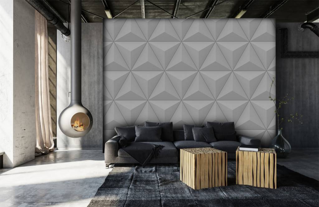 Otra textura - Papel pintado con Triángulos en 3D - Sala de reuniones 6