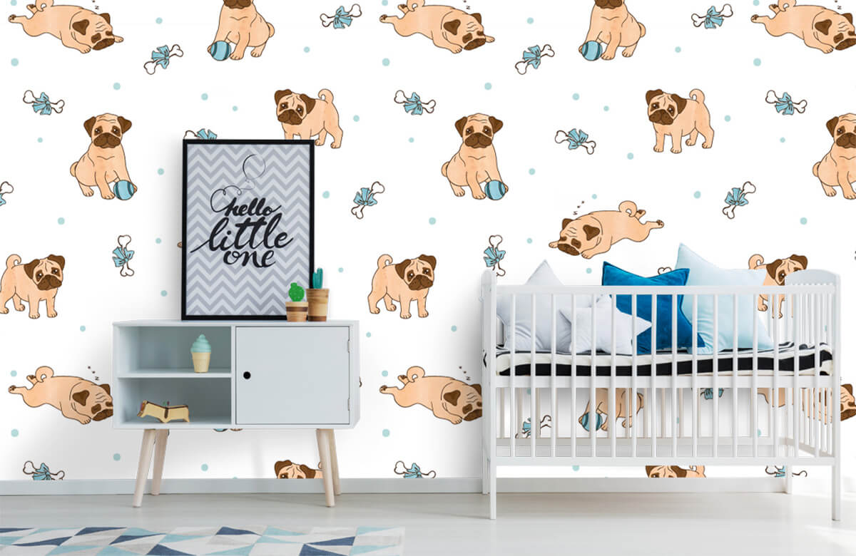 Perros - Papel pintado con Pugs - Habitación del bebé 6