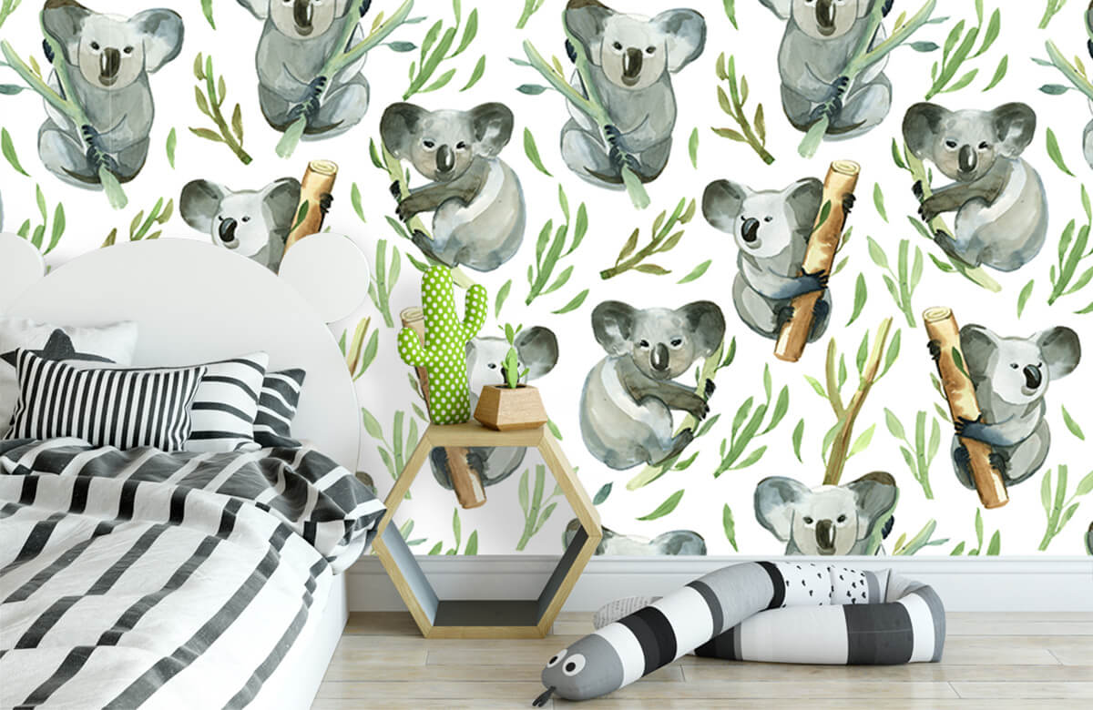 Selva - Papel pintado con Koalas en bambú - Habitación del bebé 2