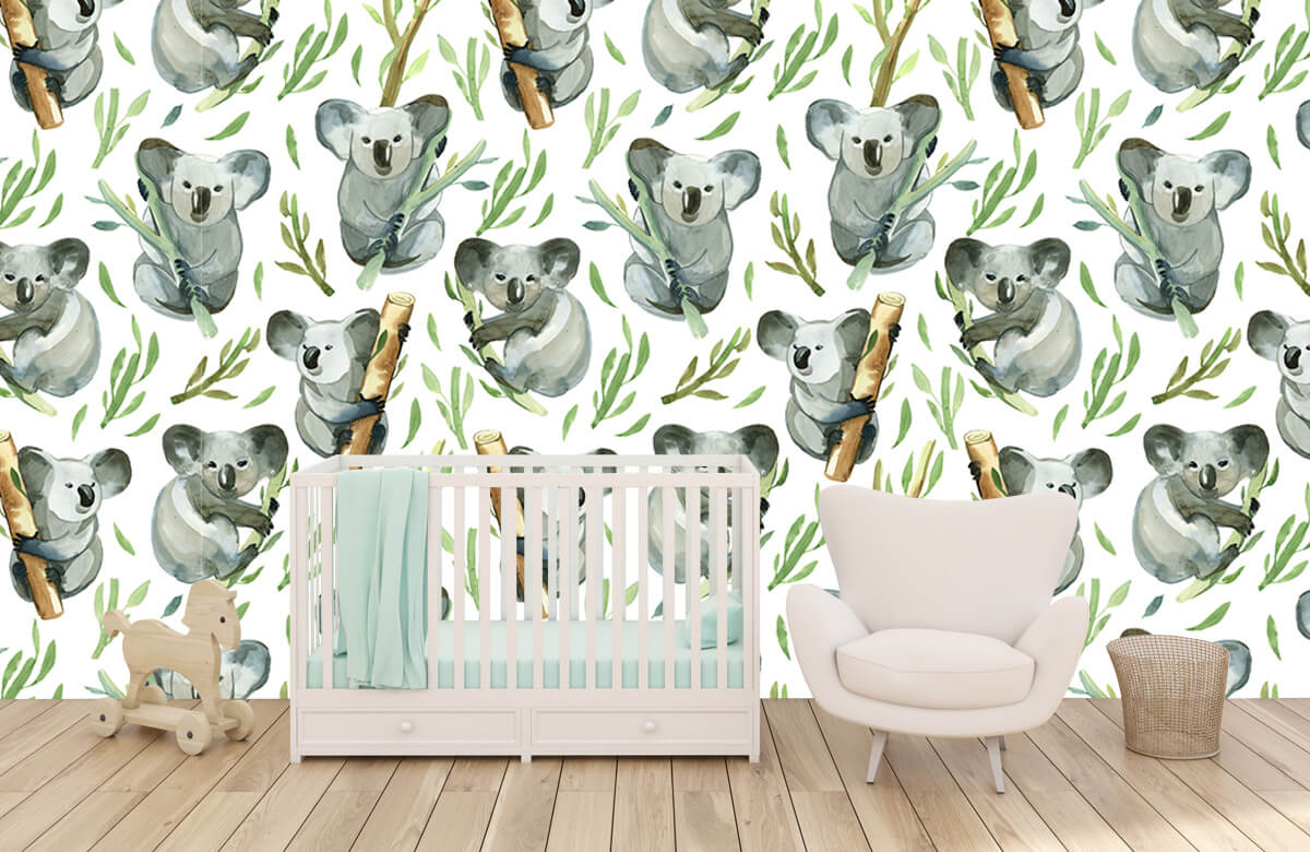Selva - Papel pintado con Koalas en bambú - Habitación del bebé 5