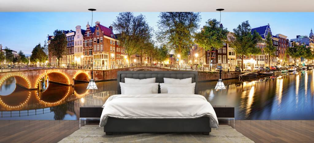 Ciudades - Papel pintado con Ámsterdam de noche - Salón 2