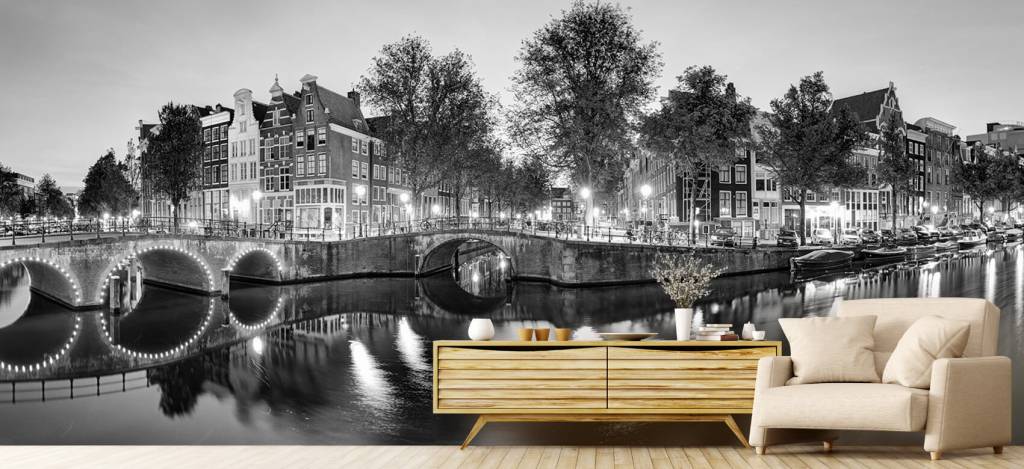 Ciudades - Papel pintado con Ámsterdam de noche - Salón 5