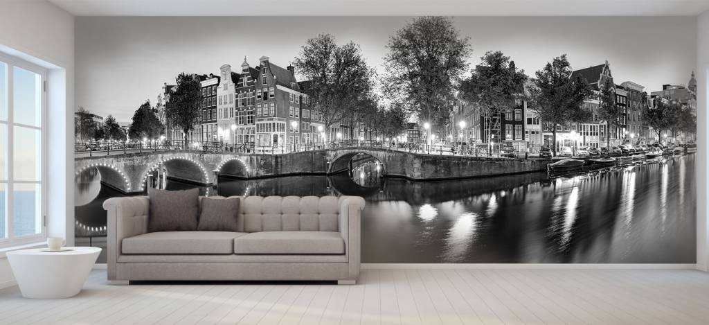 Ciudades - Papel pintado con Ámsterdam de noche - Salón 7