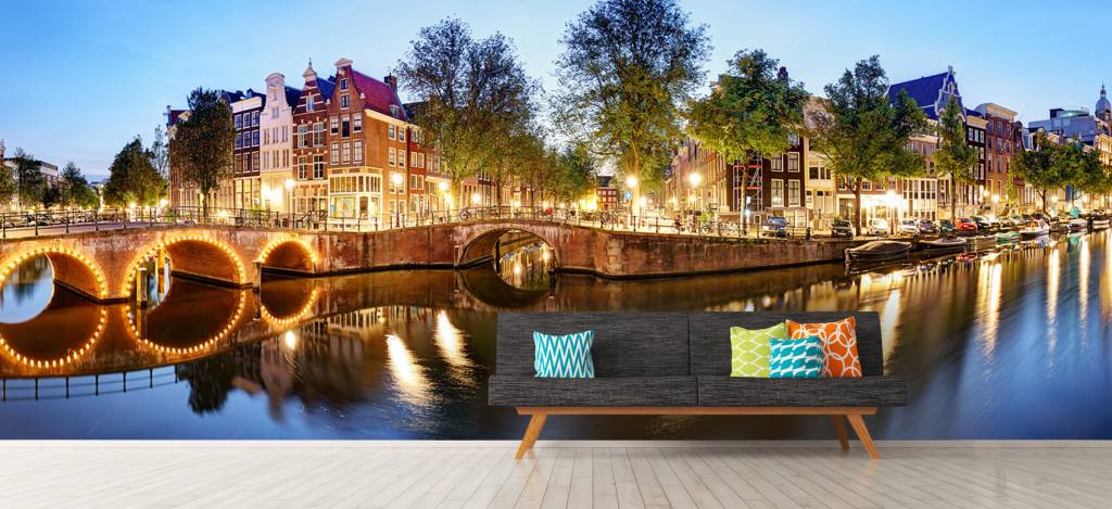 Ciudades - Papel pintado con Ámsterdam de noche - Salón 9