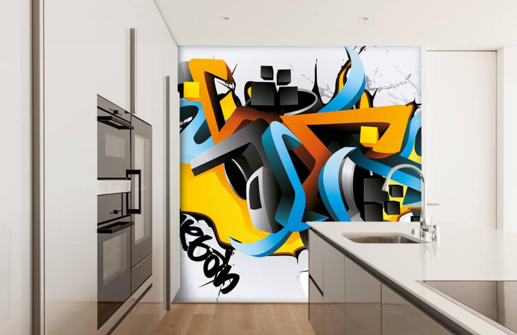 Graffiti - Papel pintado con Grafiti 3D - Habitación de niño 4