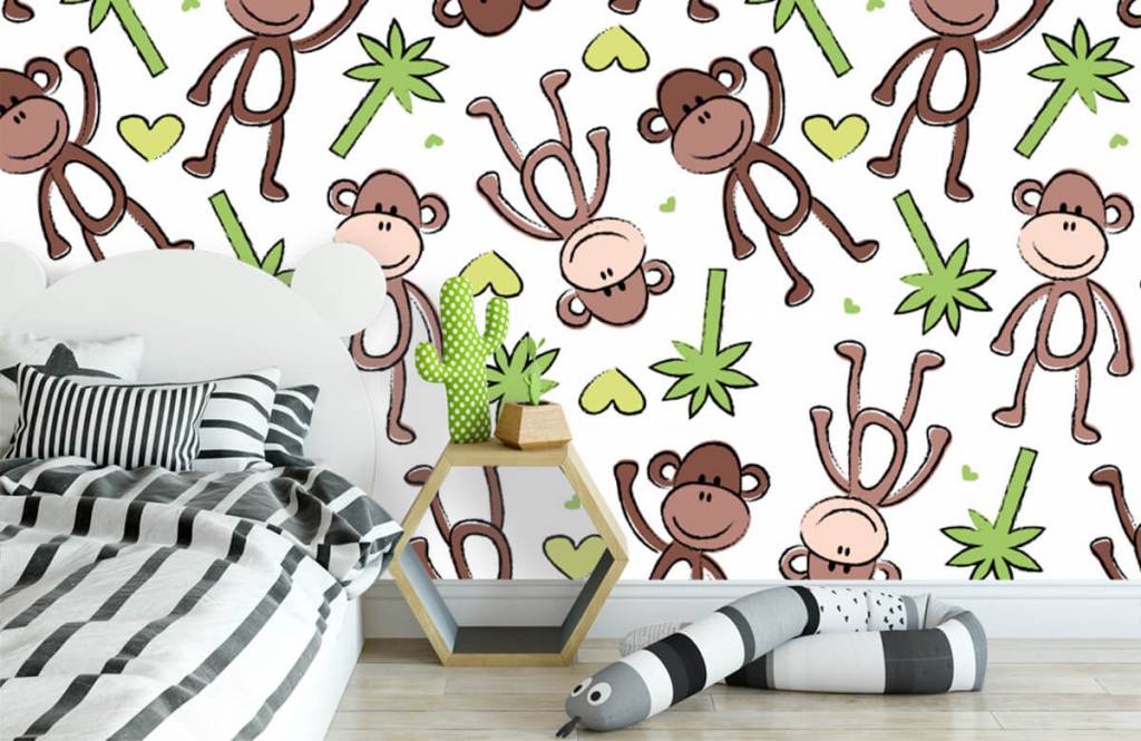 Animales acuáticos - Papel pintado con Monos y palmeras - Habitación de los niños 3