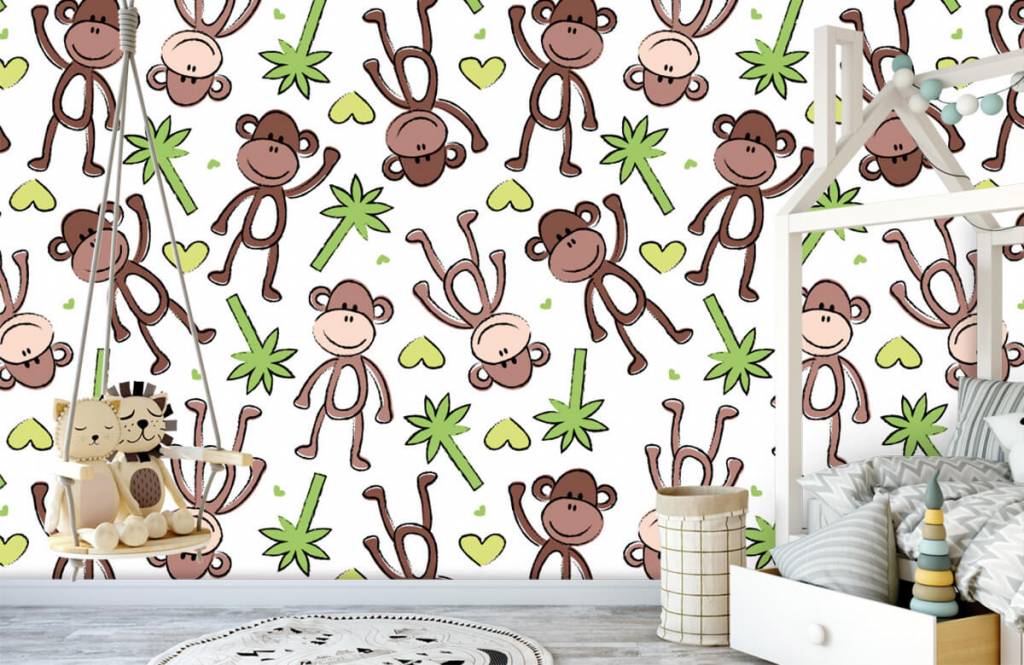 Animales acuáticos - Papel pintado con Monos y palmeras - Habitación de los niños 4