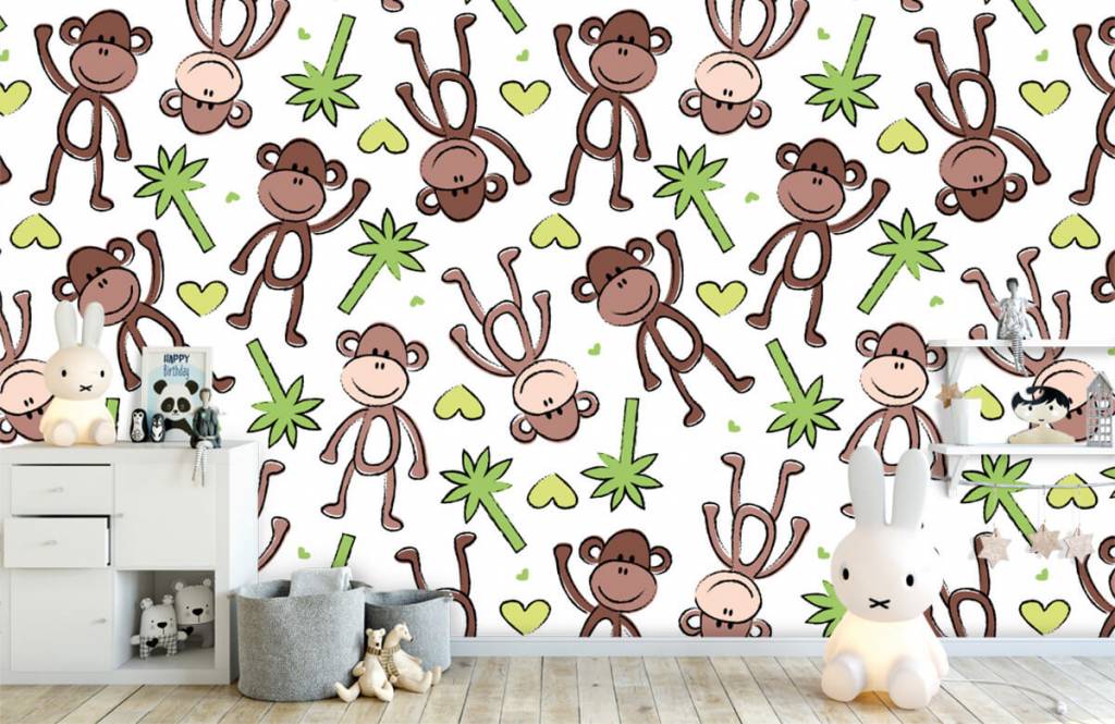 Animales acuáticos - Papel pintado con Monos y palmeras - Habitación de los niños 5