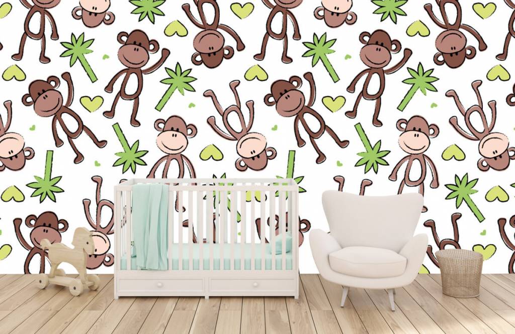 Animales acuáticos - Papel pintado con Monos y palmeras - Habitación de los niños 6