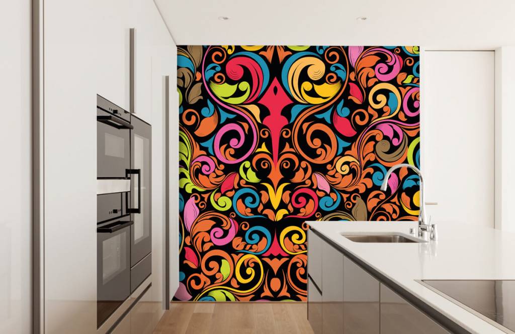 Abstracto - Papel pintado con Figuras abstractas de colores - Cocina 4