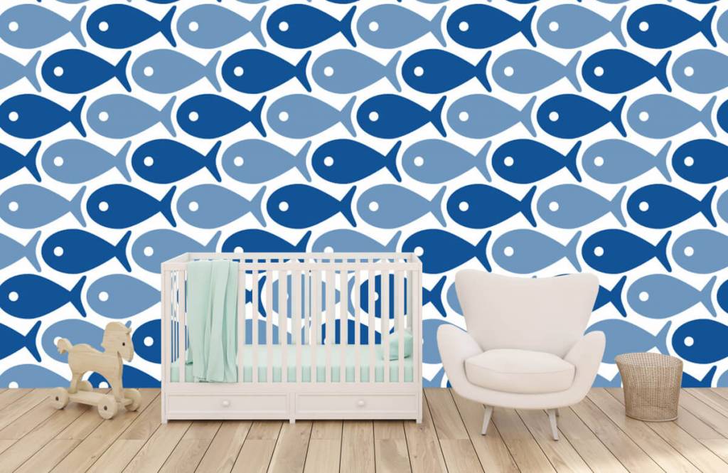 Animales acuáticos - Papel pintado con Pescado azul - Habitación de los niños 1