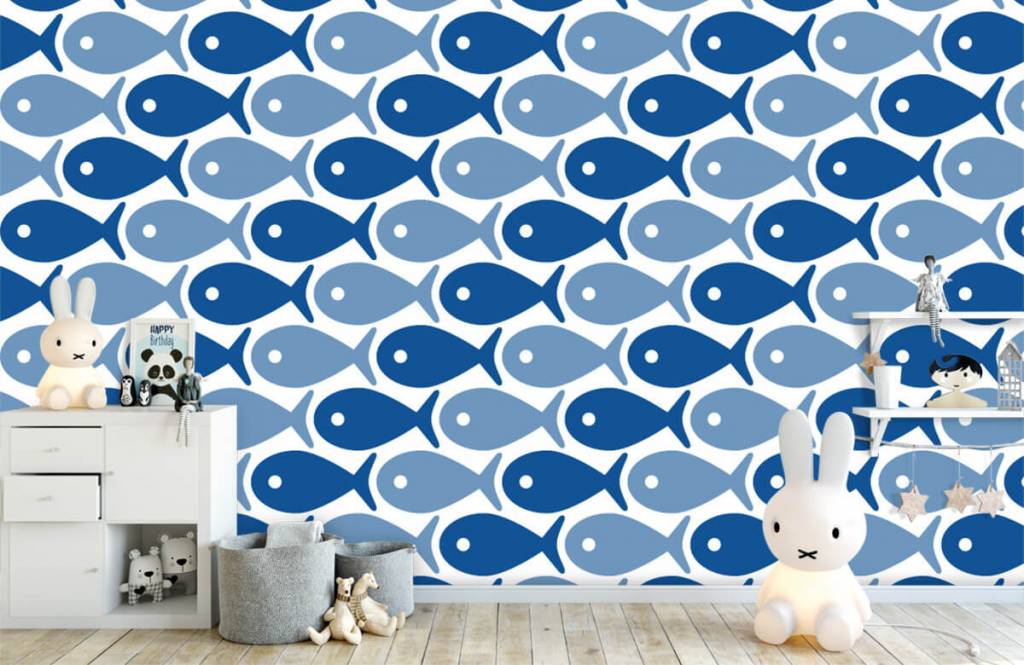 Animales acuáticos - Papel pintado con Pescado azul - Habitación de los niños 5
