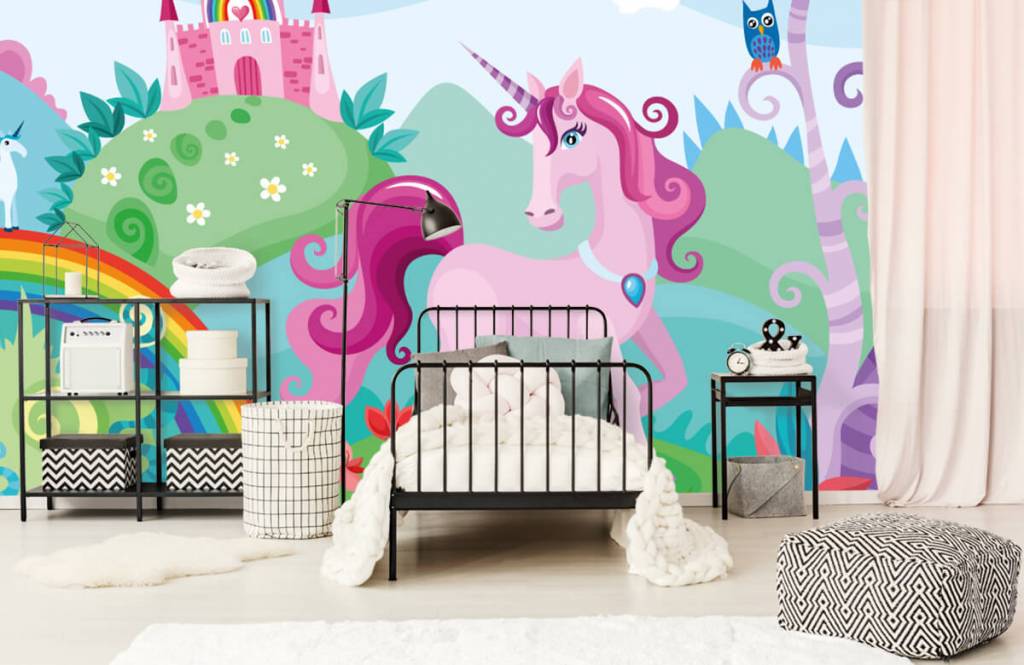 Otros - Papel pintado con Unicornio en un castillo - Habitación de infantes 2