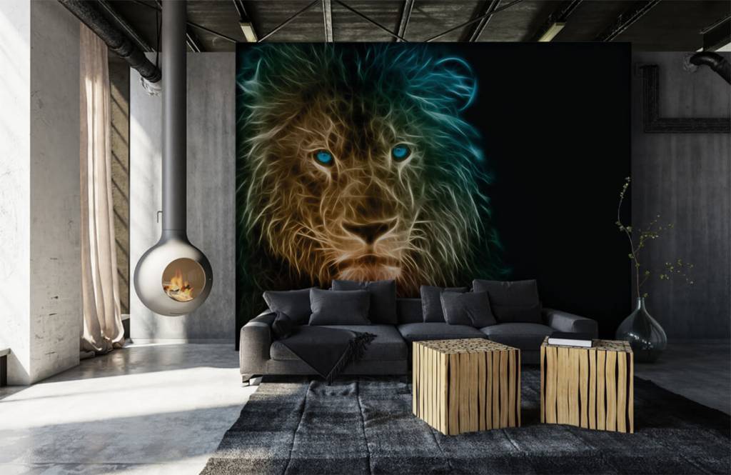 Animales - Papel pintado con El león de la fantasía - Habitación de adolescentes 1