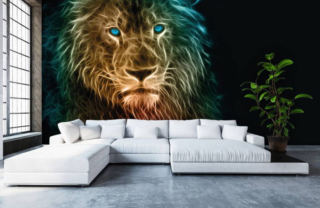 Animales - Papel pintado con El león de la fantasía - Habitación de adolescentes 6