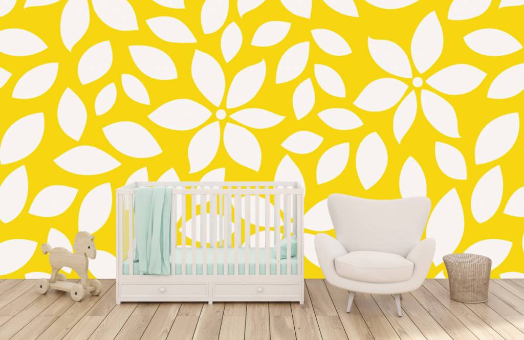 Otros - Papel pintado con Patrón de flores amarillas - Habitación del bebé 5