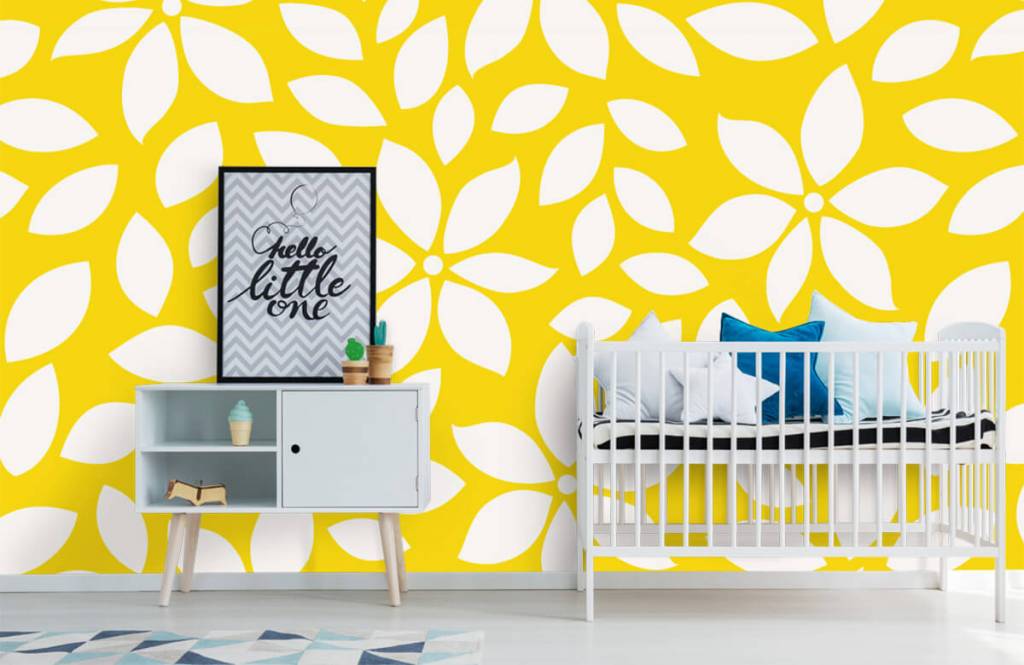 Otros - Papel pintado con Patrón de flores amarillas - Habitación del bebé 6