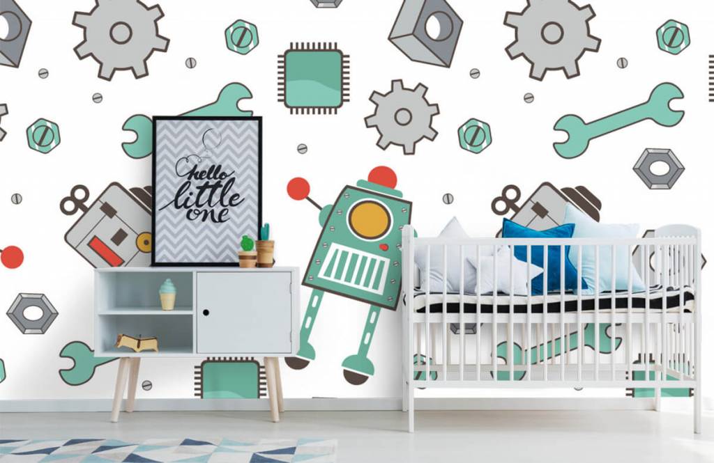 Niños y niñas - Papel pintado con Robots firmados - Habitación de infantes 6